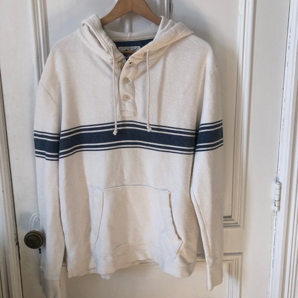 American Eagle Outfitters Other - American Eagle Light Weight Cream Hoodie Pullover with Navy Stripe Medium